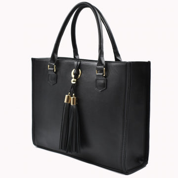 BLACK LEATHER HANDBAG