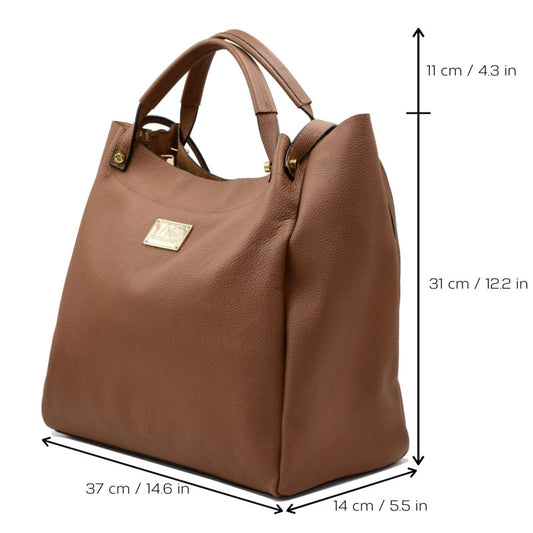 HOBO TYPE LEATHER HANDBAG